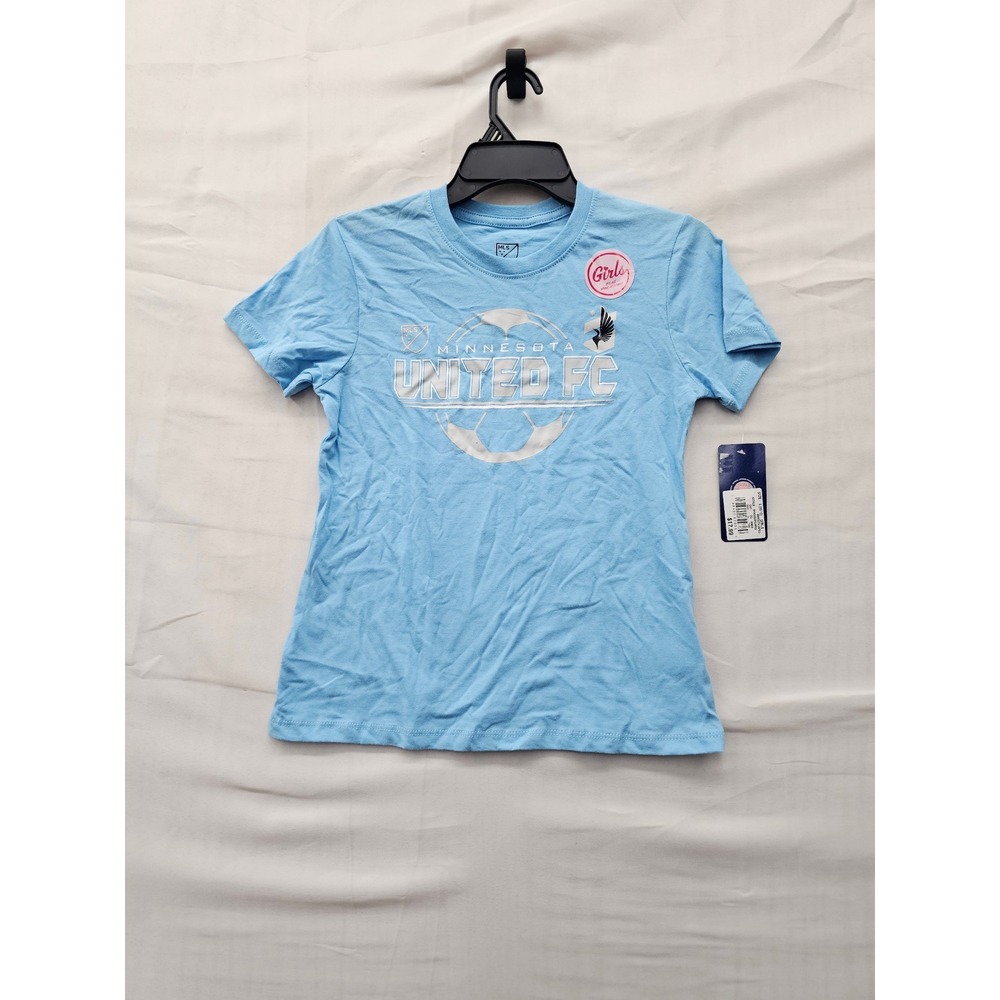 MLS Girls Minnesota United FC Graphic T-Shirt Blue Cotton Blend Size Large